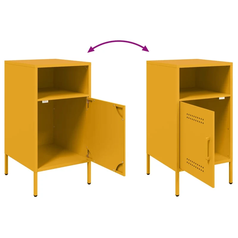 Lot de 2 tables de chevet avec compartiment avec porte 36 x 39 x 68 cm acier jaune moutarde DEC035433