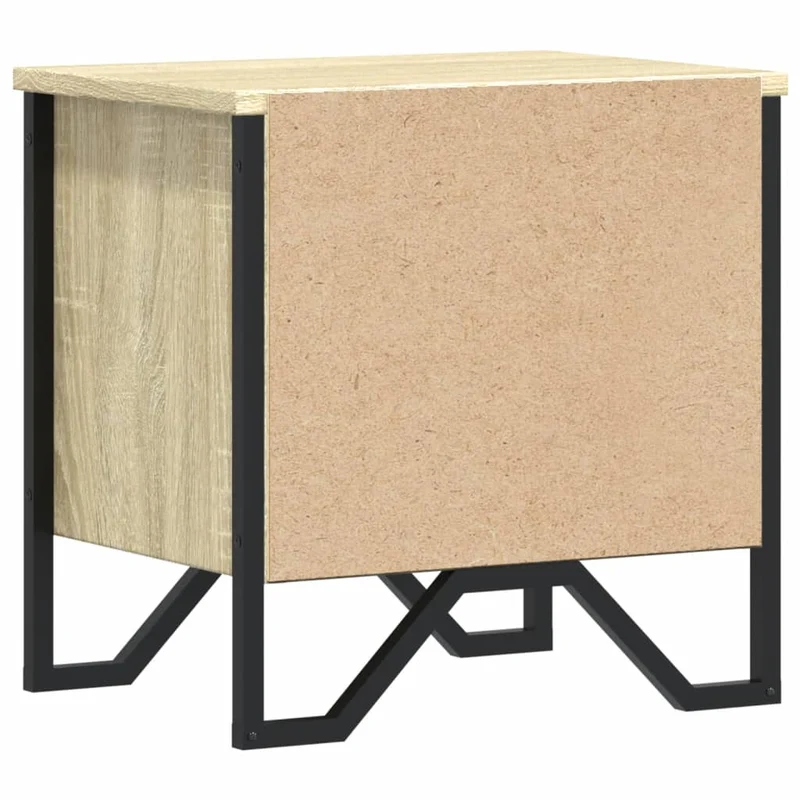 Lot de tables de chevet avec compartiment avec porte 40 x 30 x 40 cm bois d'ingénierie couleur chêne et métal DEC035225