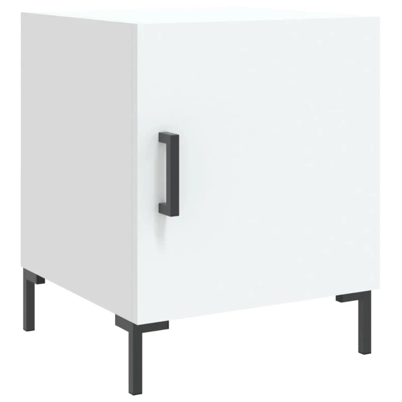 Lot de 2 tables de chevet avec compartiment avec porte 40 x 40 x 50 cm bois d’ingénierie blanc DEC034962