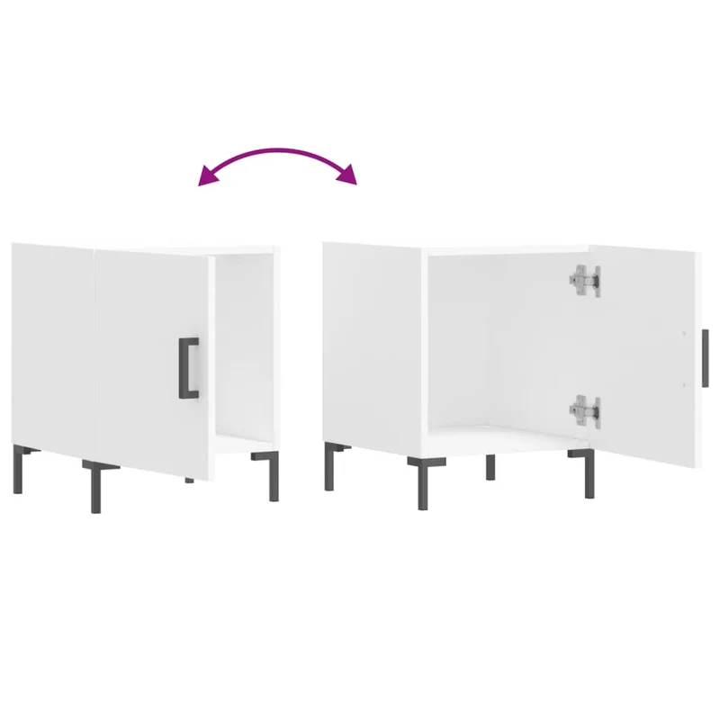 Lot de 2 tables de chevet avec compartiment avec porte 40 x 40 x 50 cm bois d’ingénierie blanc DEC034962