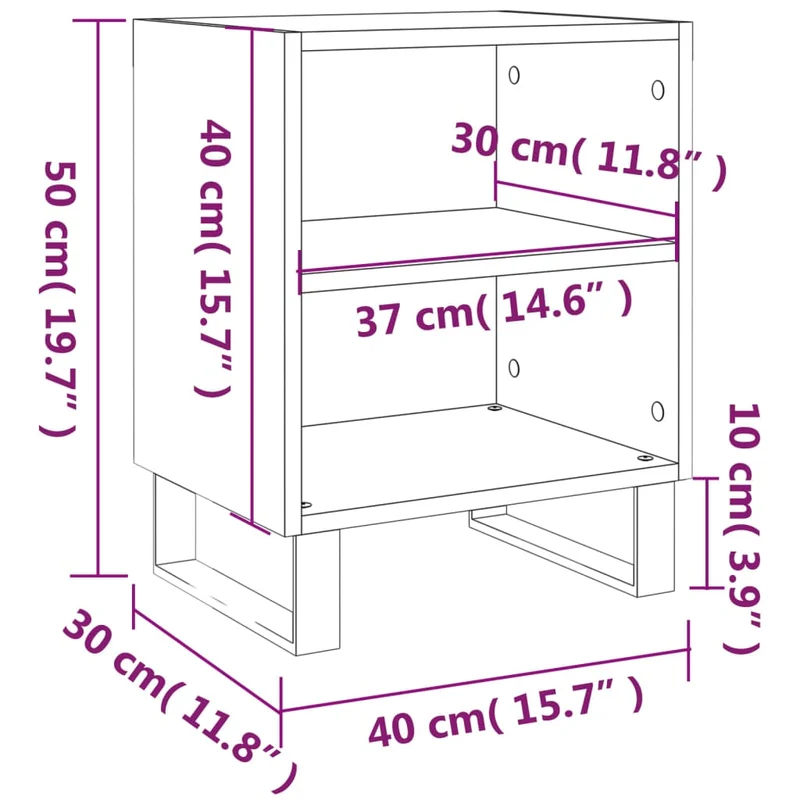 Lot de 2 tables de chevet avec compartiment ouvert 40 x 30 x 50 cm bois d'ingénierie blanc DEC034897