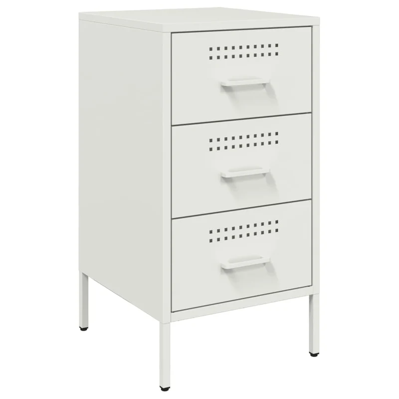 Lot de 2 tables de chevet avec 3 tiroirs 36 x 39 x 68 cm acier blanc DEC034873