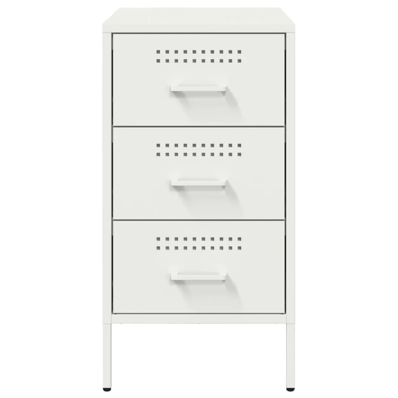 Lot de 2 tables de chevet avec 3 tiroirs 36 x 39 x 68 cm acier blanc DEC034873