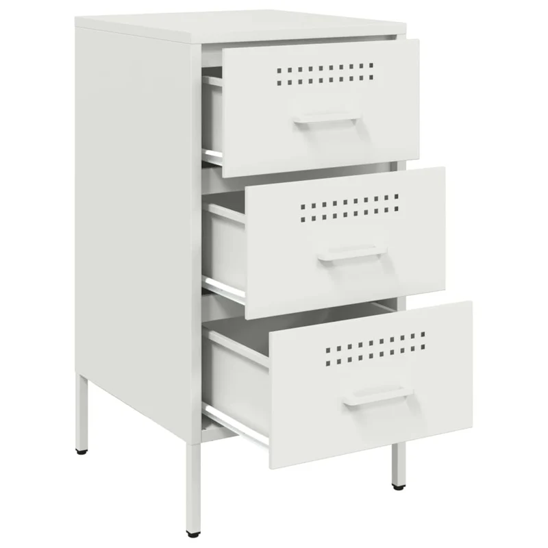 Lot de 2 tables de chevet avec 3 tiroirs 36 x 39 x 68 cm acier blanc DEC034873