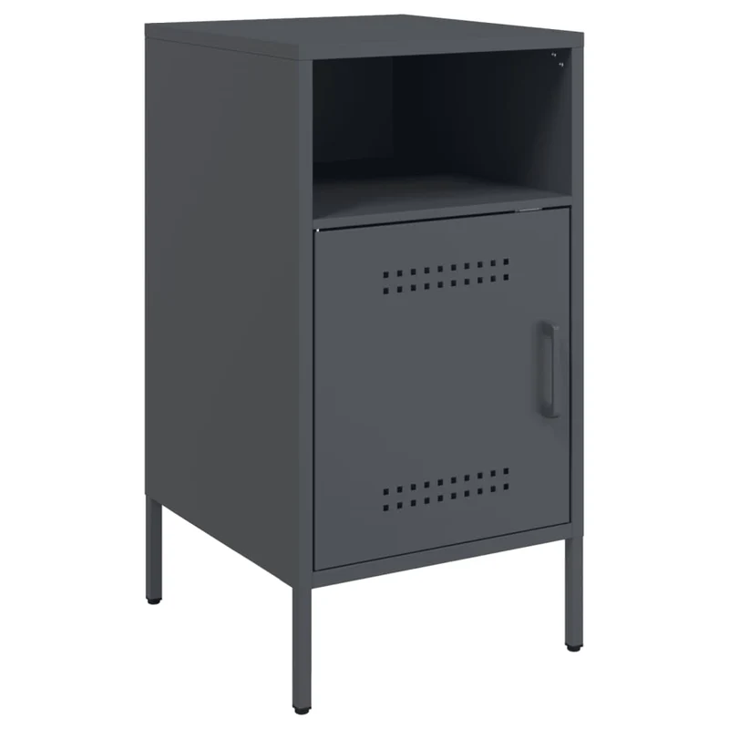 Lot de 2 tables de chevet avec compartiment avec porte 36 x 39 x 68 cm acier anthracite DEC034831