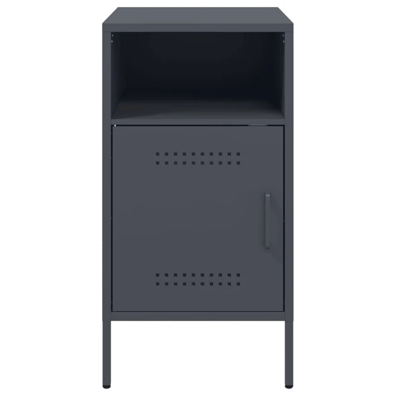 Lot de 2 tables de chevet avec compartiment avec porte 36 x 39 x 68 cm acier anthracite DEC034831