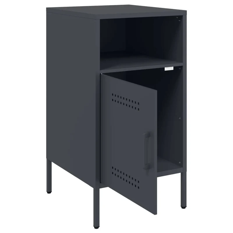 Lot de 2 tables de chevet avec compartiment avec porte 36 x 39 x 68 cm acier anthracite DEC034831