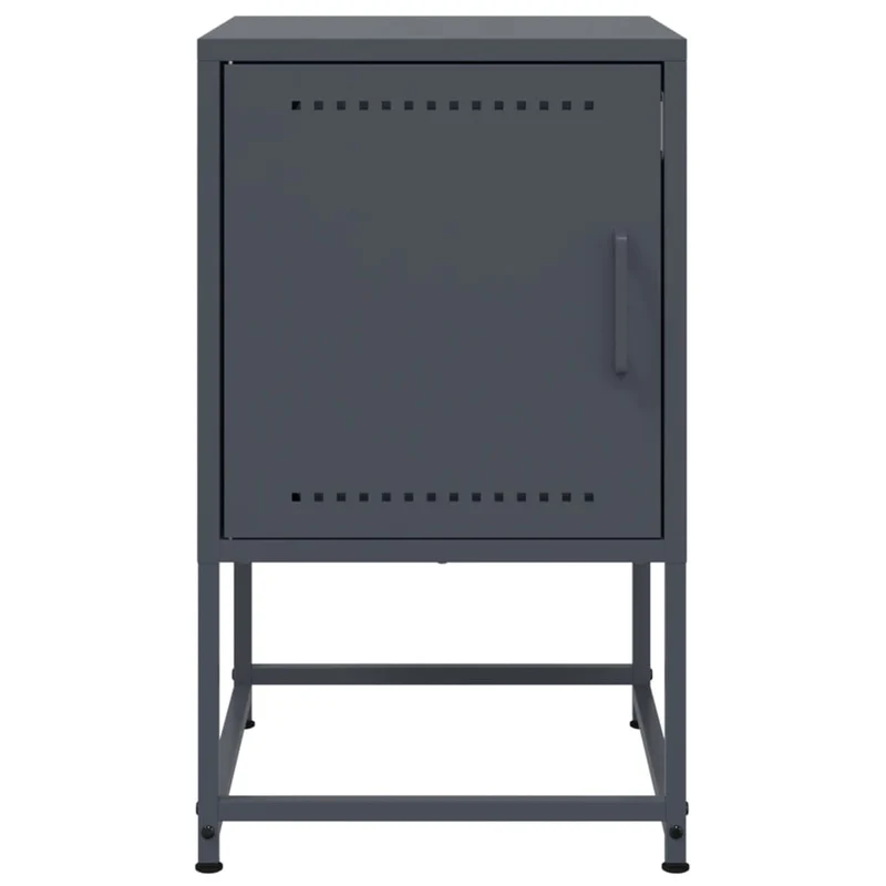 Lot de 2 tables de chevet avec compartiment avec porte 36 x 39 x 60,5 cm acier anthracite DEC034830