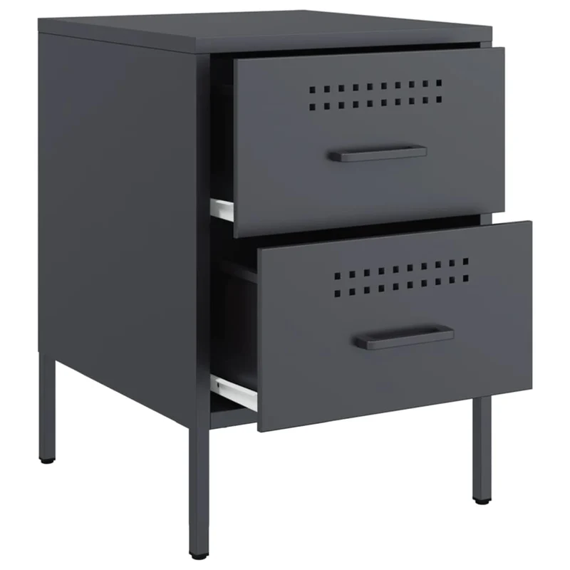 Lot de 2 tables de chevet avec tiroirs 36 x 39 x 50,5 cm acier anthracite DEC034826