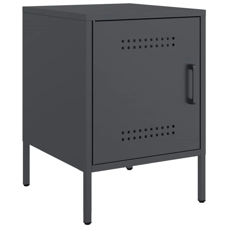 Lot de 2 tables de chevet avec compartiment avec porte 36 x 39 x 50,5 cm acier anthracite DEC034824