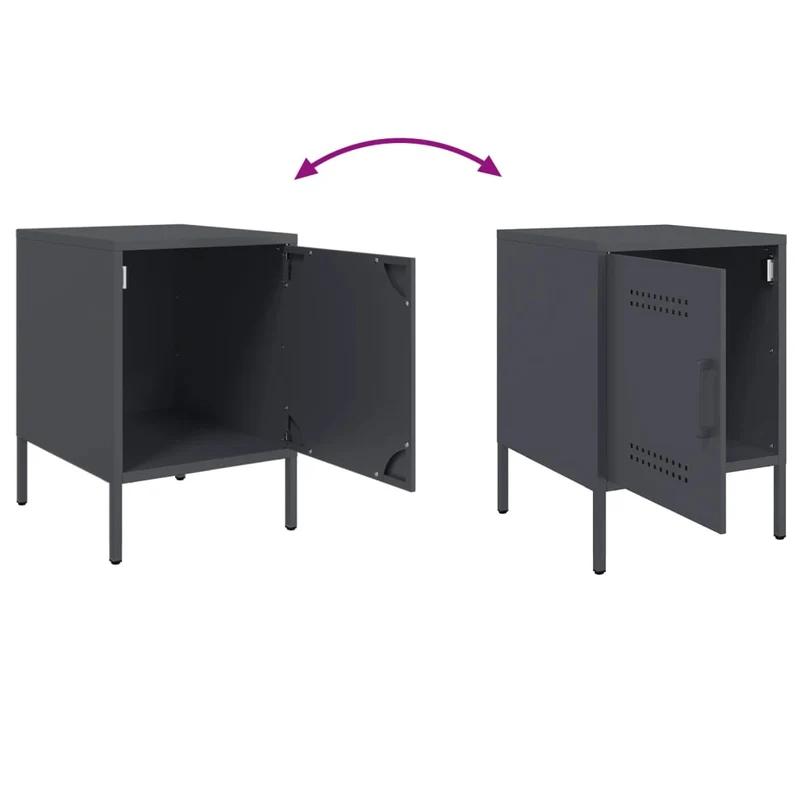 Lot de 2 tables de chevet avec compartiment avec porte 36 x 39 x 50,5 cm acier anthracite DEC034824