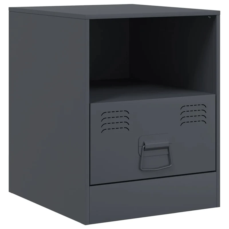 Lot de 2 tables de chevet avec tiroir et compartiment ouvert 34,5 x 39 x 44 cm acier anthracite DEC034818