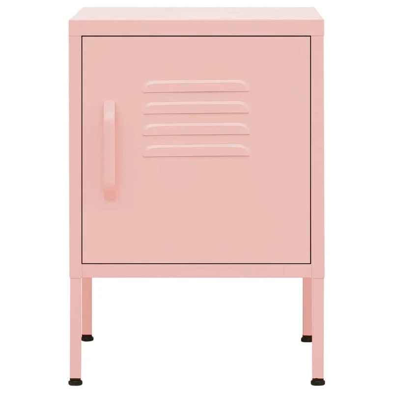 Table de chevet avec compartiment avec porte 35 x 35 x 51 cm acier rose DEC034552