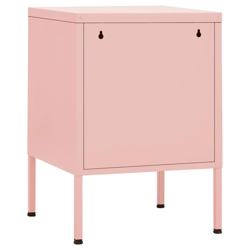 Table de chevet avec compartiment avec porte 35 x 35 x 51 cm acier rose DEC034552