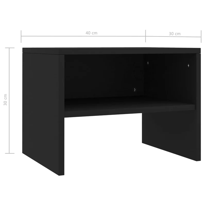 Lot de 2 tables de chevet avec compartiment ouvert 40 x 30 x 30 cm bois d'ingénierie noir DEC035498