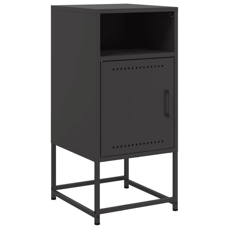Lot de 2 tables de chevet avec compartiment avec porte et ouvert 36 x 39 x 78 cm acier noir DEC035490