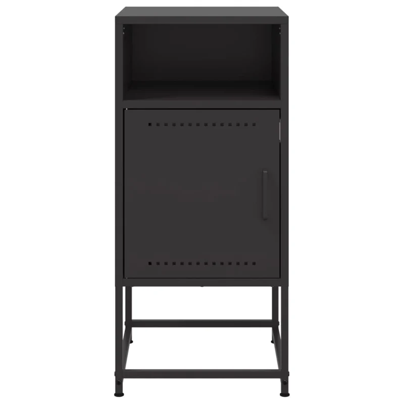 Lot de 2 tables de chevet avec compartiment avec porte et ouvert 36 x 39 x 78 cm acier noir DEC035490