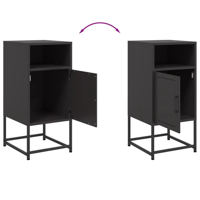 Lot de 2 tables de chevet avec compartiment avec porte et ouvert 36 x 39 x 78 cm acier noir DEC035490