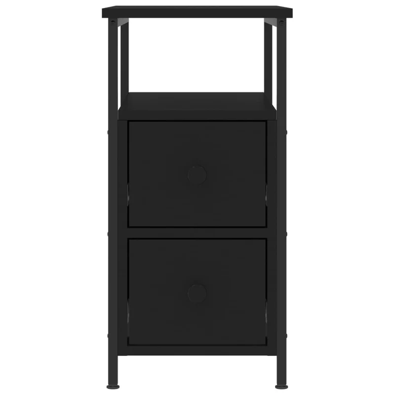 Lot de 2 tables de chevet avec deux tiroirs et étagère 30 x 60 x 60 cm bois d’ingénierie noir DEC035458