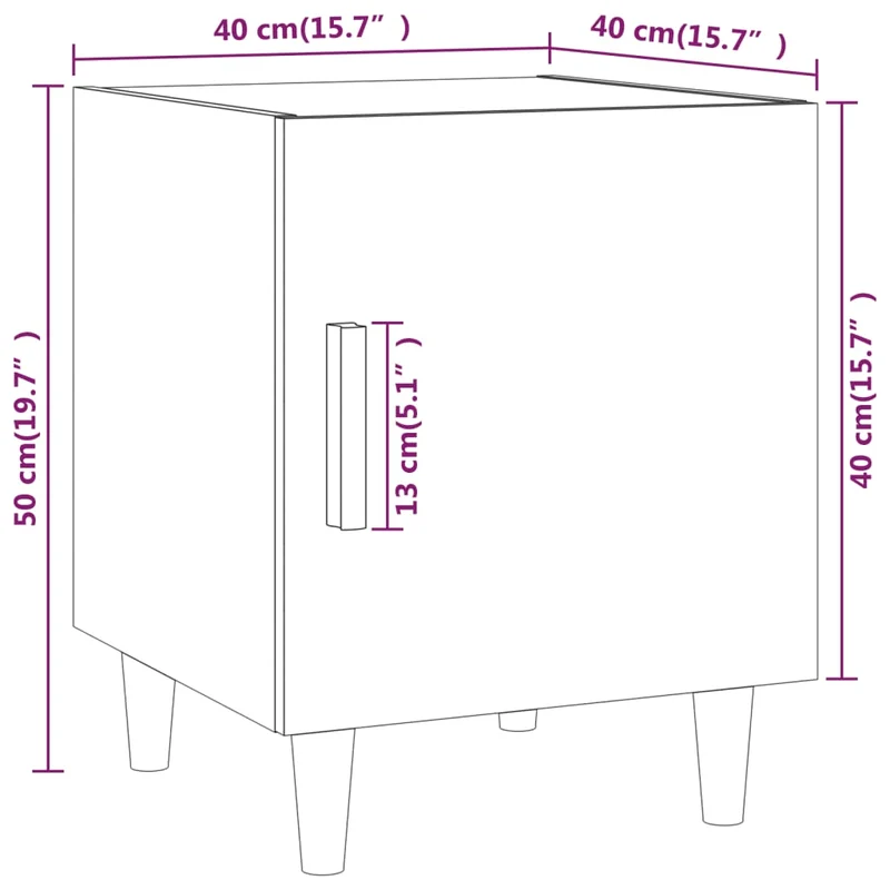 Lot de 2 tables de chevet avec compartiment avec porte 40 x 40 x 50 cm en bois d'ingénierie marron DEC035154