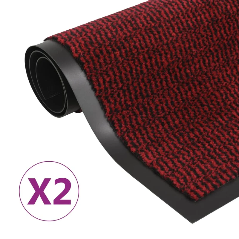 Lot de 2 paillassons rectangulaires 40 x 60 cm Rouge DEC023155