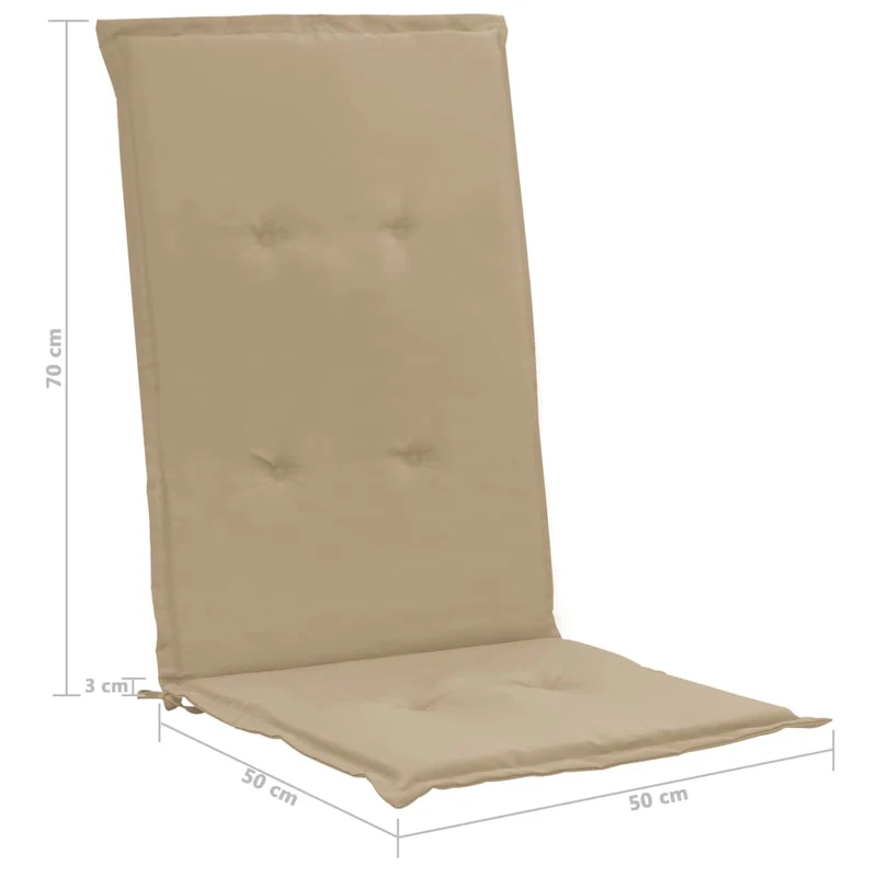 lot de 4 coussins de chaise de jardin 100% polyester imperméable beige 120 x 50 x 3 cm DEC021671