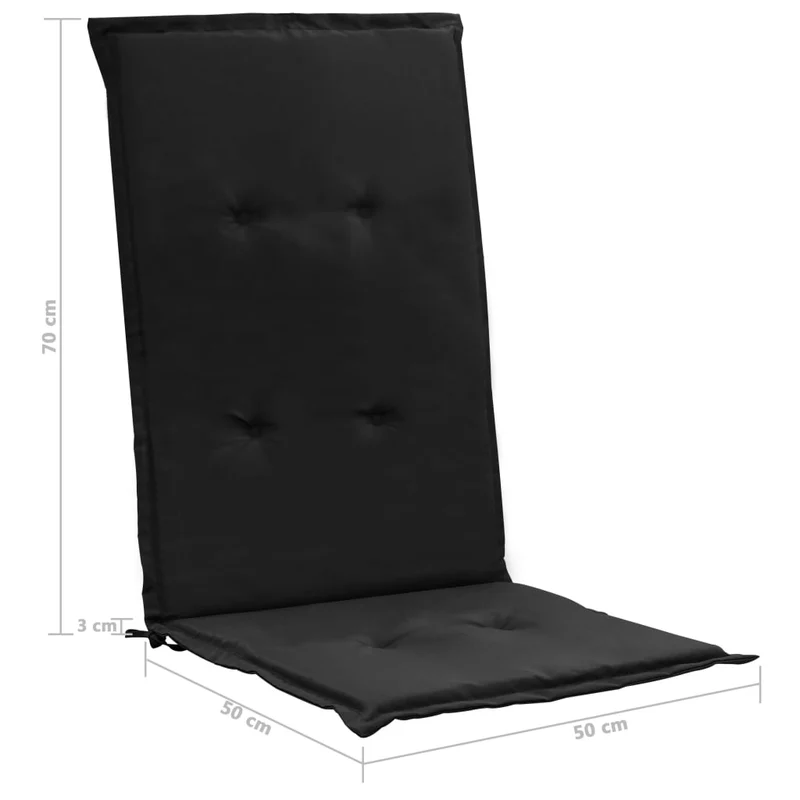 lot de 4 coussins de chaise de jardin 100% polyester imperméable noir 120x50x3 cm DEC021667