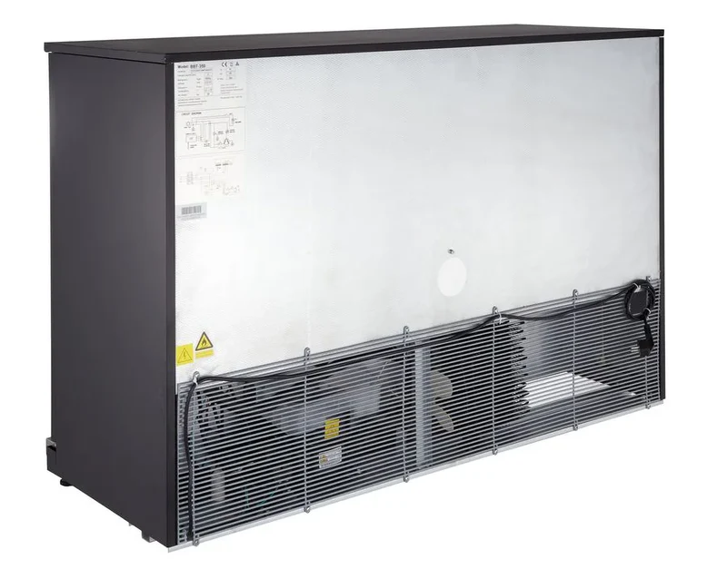 Armoire à boissons ECO 350 noire avec portes battantes, éclairage LED, encastrable sous plan de travail