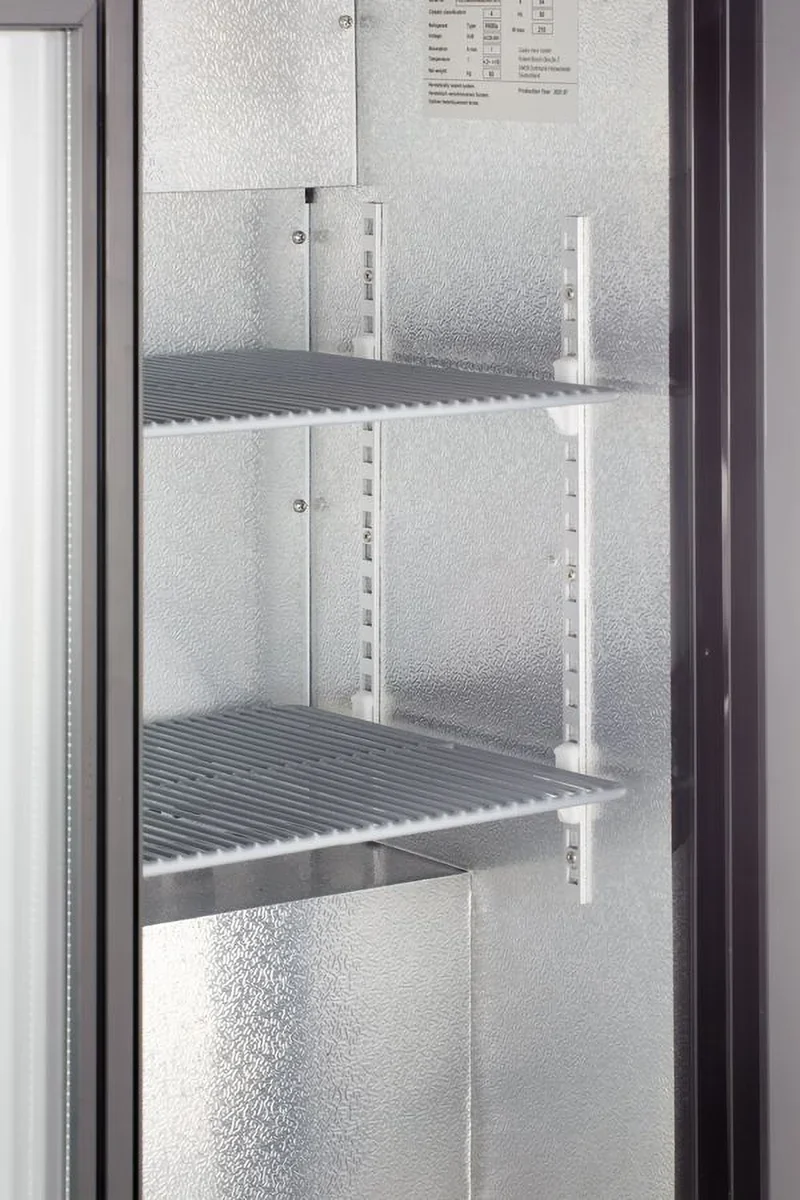 Armoire à boissons ECO 230 noire avec portes coulissantes, éclairage LED, encastrable sous plan de travail