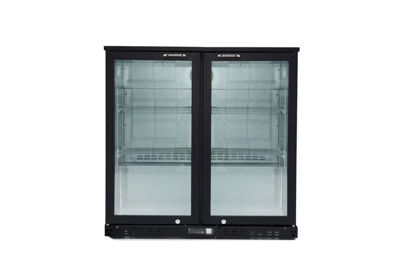 Armoire à boissons ECO 230 noire avec portes battantes, éclairage LED, encastrable sous plan de travail