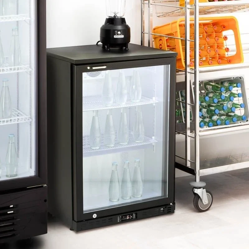 Armoire à boissons ECO 130 noire, éclairage LED, encastrable sous plan