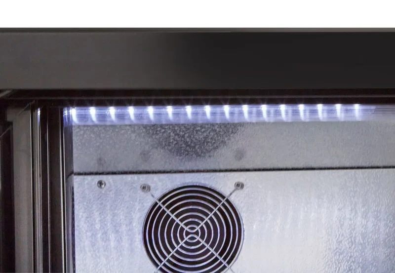 Armoire à boissons ECO 350 noire avec portes coulissantes, éclairage LED, encastrable sous plan de travail