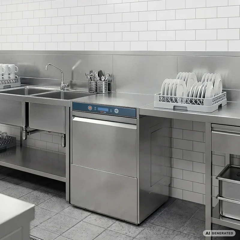 Lave-vaisselle HYPRO Digital 54 SLE panier 50x50 cm, avec doseur de détergent & de produit de rinçage, avec pompe de vidange & adoucisseur, pompe de surpression, Fabriqué en Europe, 400 V