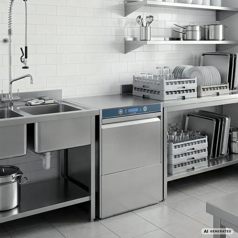 Lave-vaisselle HYPRO Digital 50 SL panier 50x50 cm, avec doseur de détergent & de produit de rinçage, avec pompe de vidange, pompe de surpression, Fabriqué en Europe, 230 V