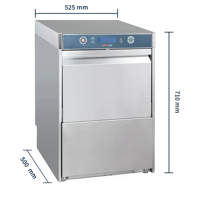 Lave-verres HYPRO Digital 40 SL 40 x 40 cm (panier), avec doseur de détergent & doseur de produit de rinçage, avec pompe de vidange & pompe de surpression, Fabriqué en Europe, 230 V