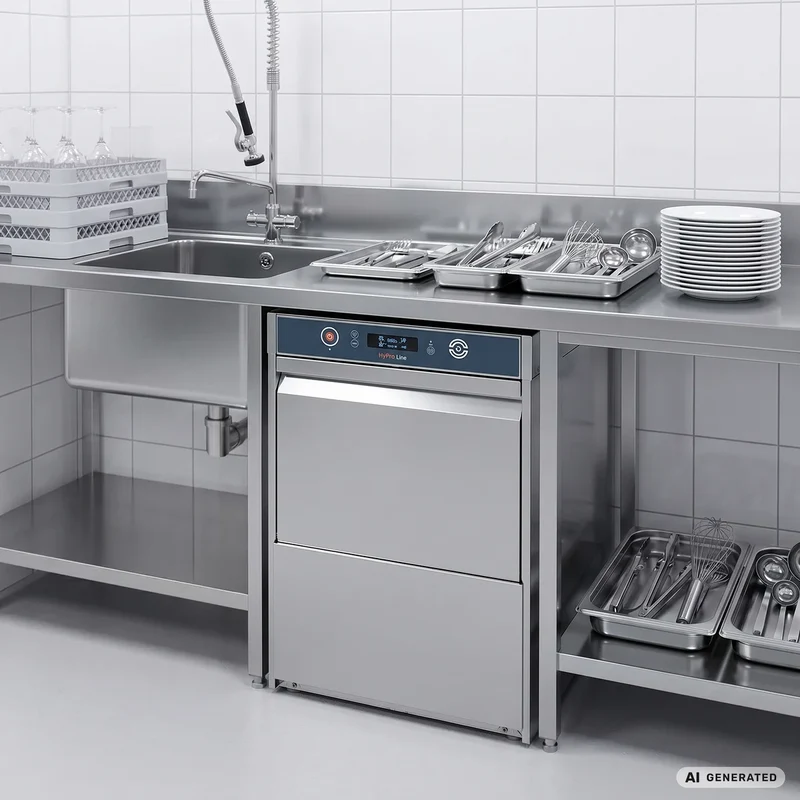 Lave-verres HYPRO Digital 40 SL 40 x 40 cm (panier), avec doseur de détergent & doseur de produit de rinçage, avec pompe de vidange & pompe de surpression, Fabriqué en Europe, 230 V
