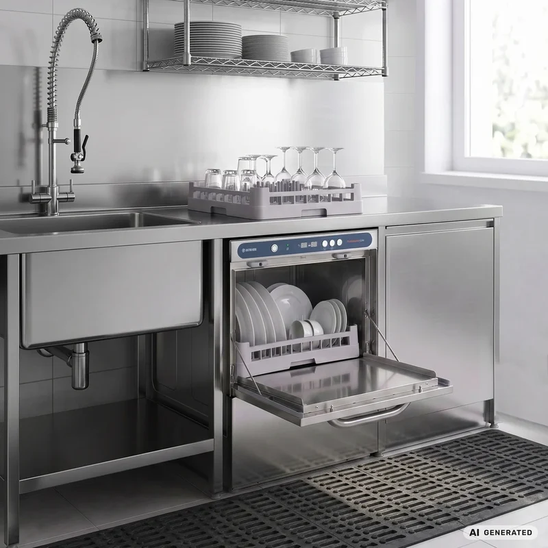 Lave-vaisselle PROFI Digital 54 SL panier 50x50 cm, avec doseur de détergent & de produit de rinçage, avec pompe de vidange, Fabriqué en Europe, 400 V
