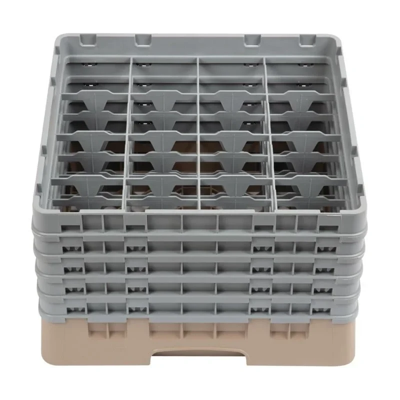 Cambro Panier lave-verres beige à 16 compartiments hauteur max. des verres 25,7 cm