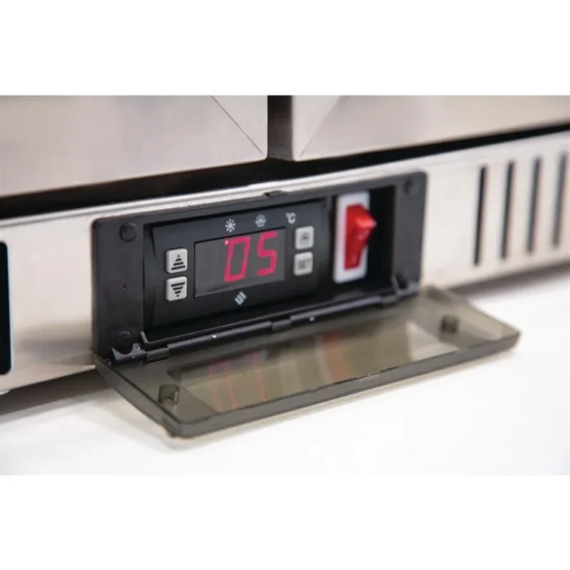 Arrière-bar réfrigéré en inox Polar Série G avec 2 portes battantes 208 L