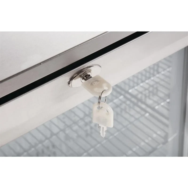 Arrière-bar réfrigéré en inox Polar Série G avec 2 portes battantes 208 L