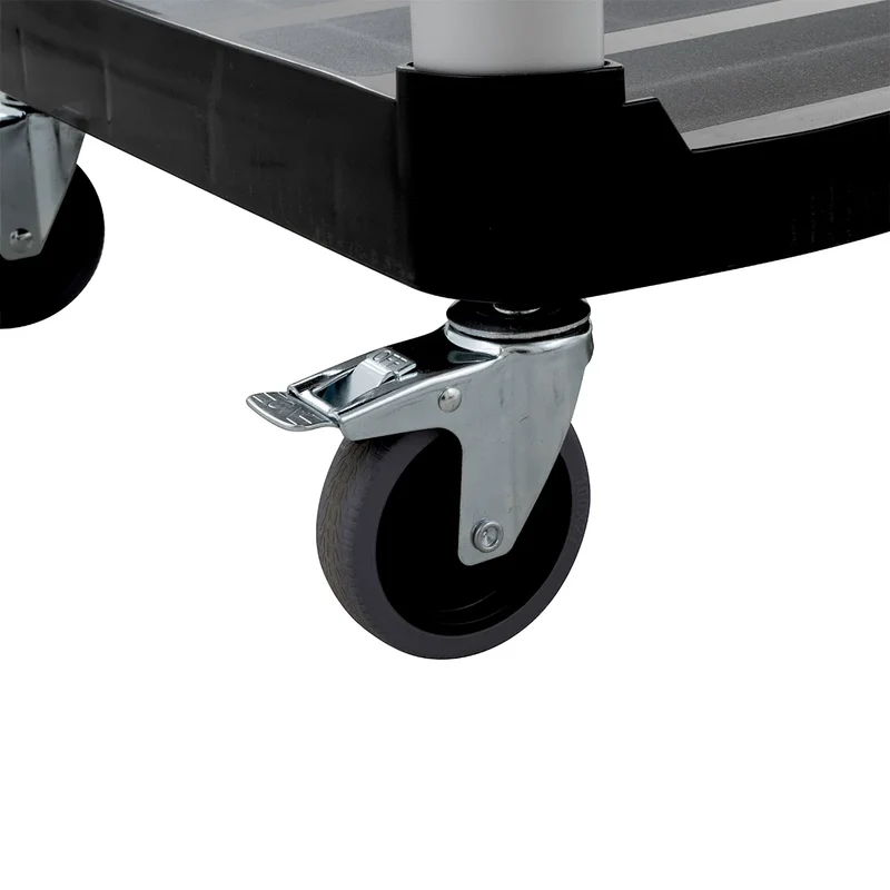 Chariot de service en polypropylène grand format avec roulettes, 3 niveaux, 102 x 50 x 96 cm