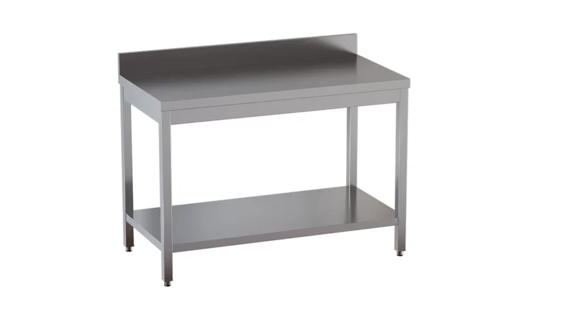 Table de travail en inox Eco 18x7 avec tablette inférieure et dosseret