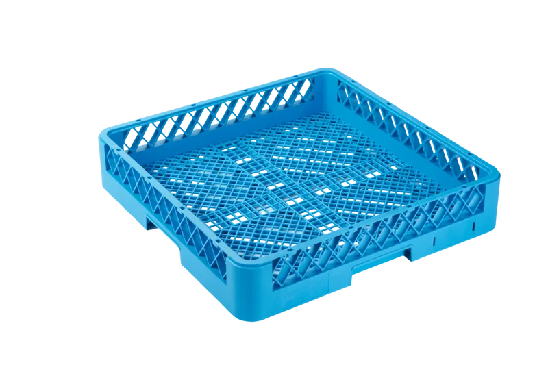 Panier de lavage 500x500 mm sans compartimentage pour couverts, à mailles fines, bleu