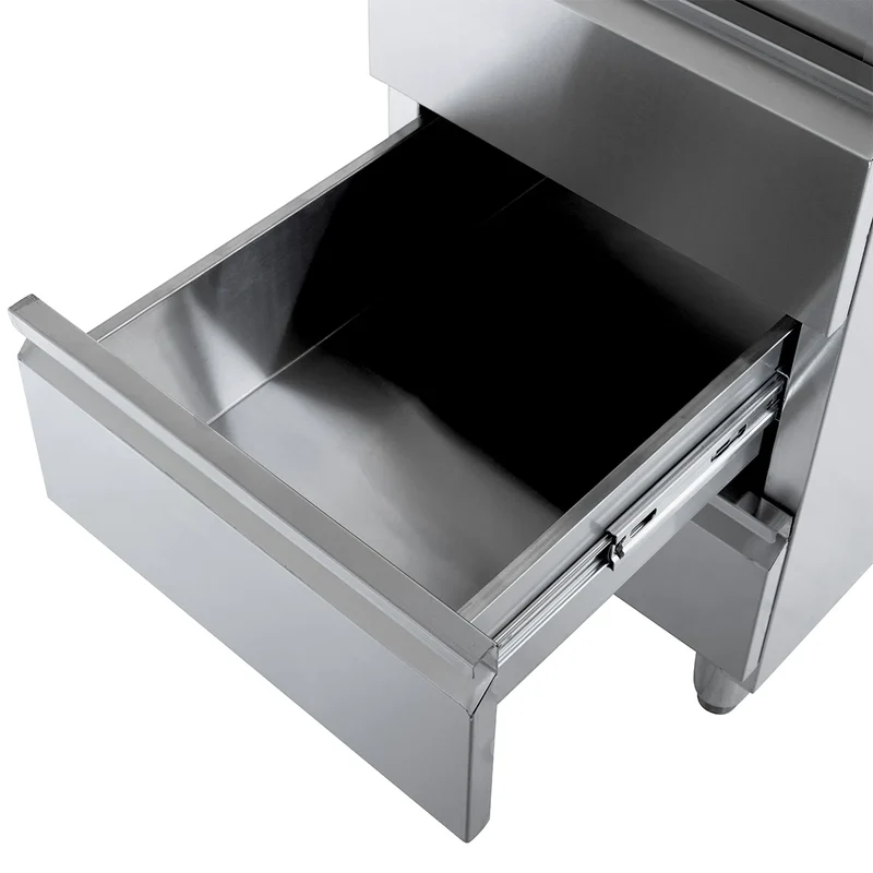 Meuble à tiroirs en inox BASIC, 3 tiroirs, unité 600 avec dosseret, AISI 201