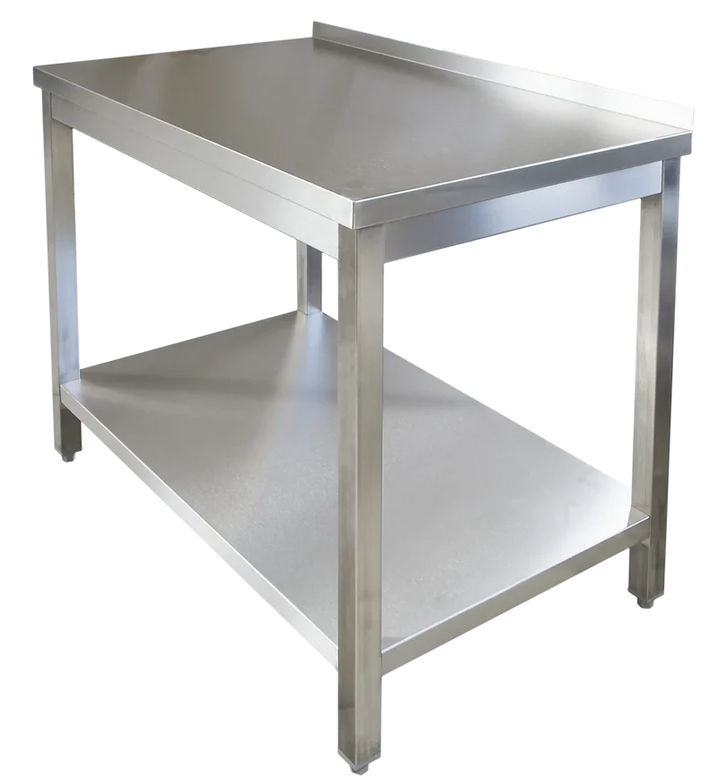 Table de travail professionnelle en inox 800 x 700 mm - avec tablette inférieure et dosseret