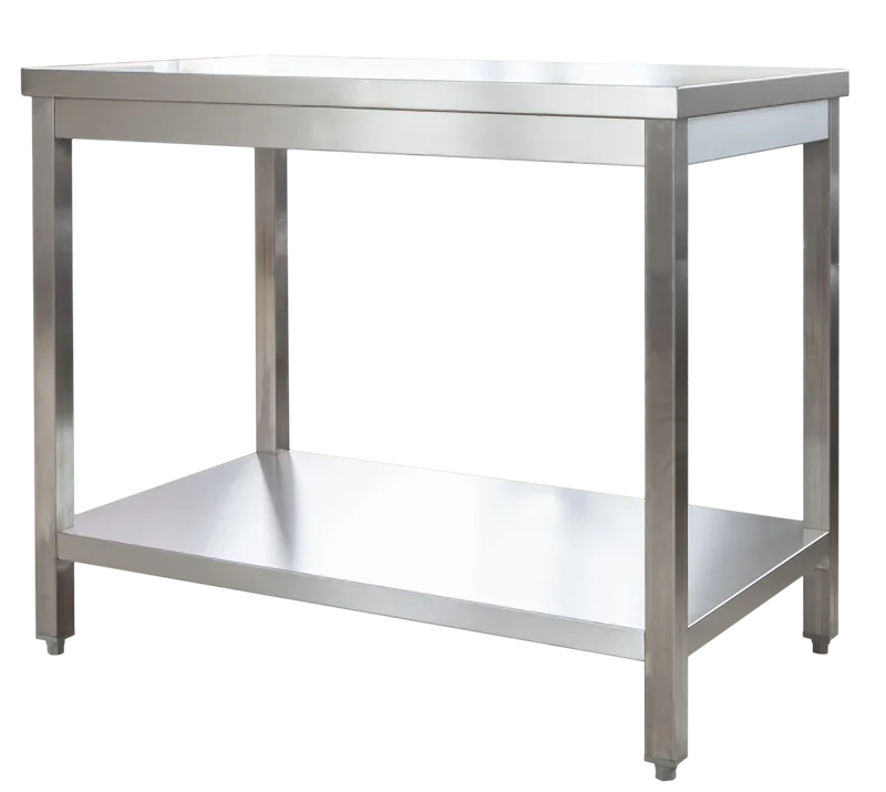 Table de travail professionnelle en inox 700 x 700 mm - avec tablette inférieure
