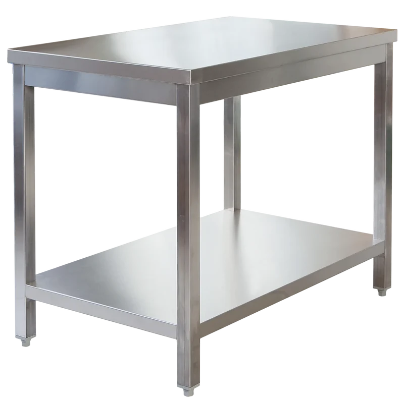 Table de travail professionnelle en inox 700 x 700 mm - avec tablette inférieure