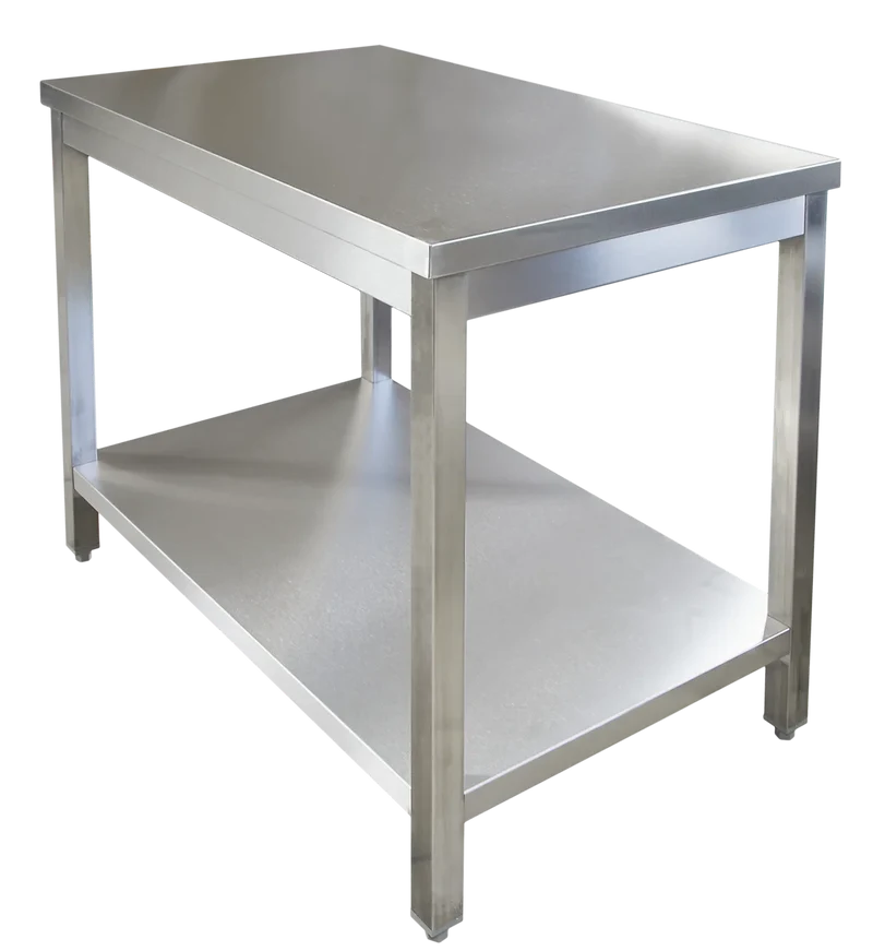 Table de travail professionnelle en inox 700 x 700 mm - avec tablette inférieure