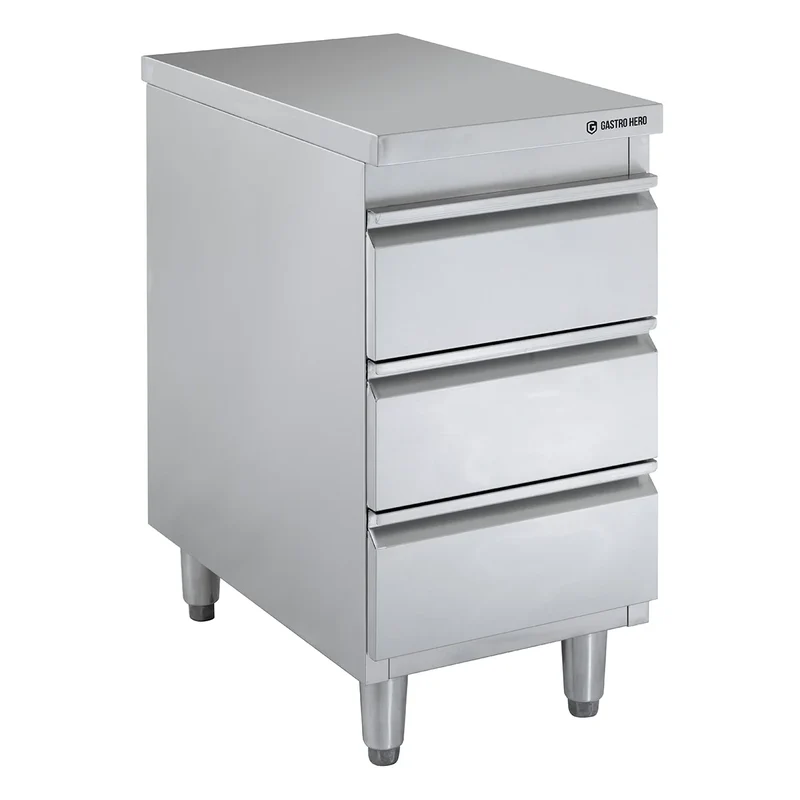 Meuble à tiroirs en acier inoxydable BASIC, 3 tiroirs, unité 700, AISI 201