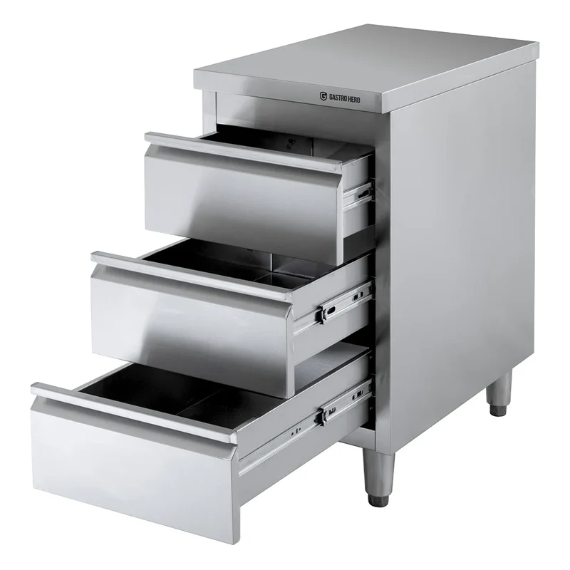 Meuble à tiroirs en acier inoxydable BASIC, 3 tiroirs, unité 700, AISI 201